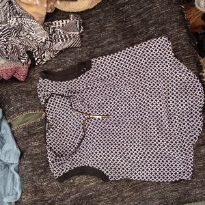 Roz & Ali black and white circles sleeveless blouse 1X